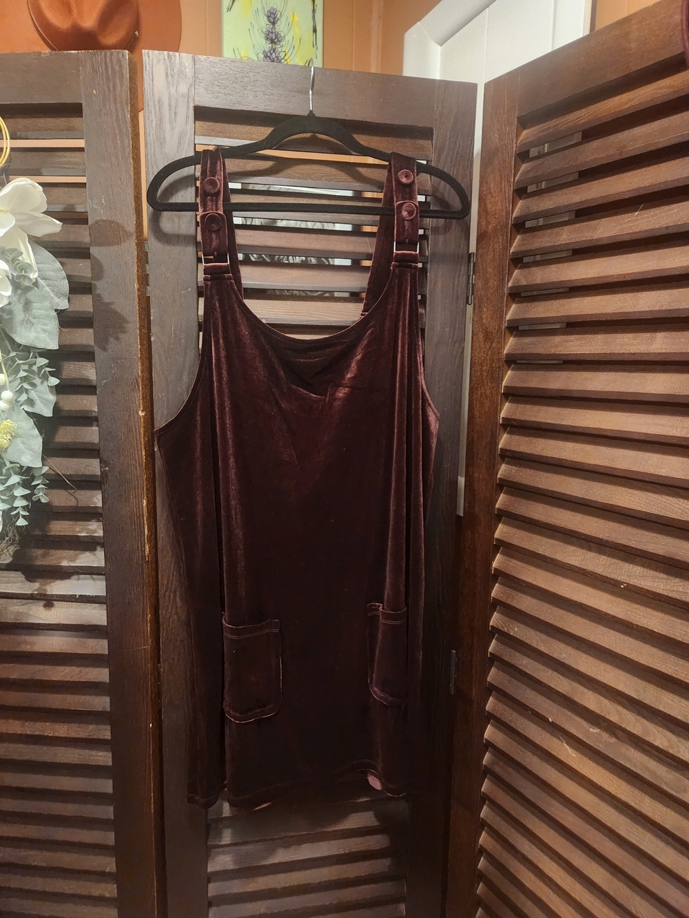 Modcloth Velvet Mini Pinafore Dress in Deep Burgundy